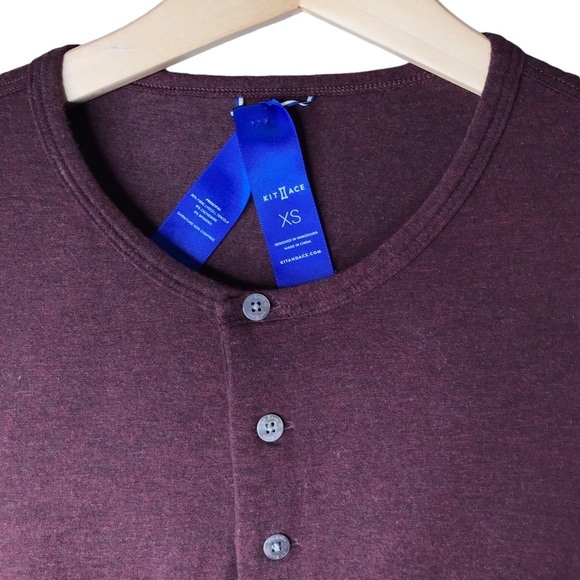 Kit and Ace Performance Henley Shirt Top Size Soft Comfort Burgundy Men's XS - Picture 3 of 12
